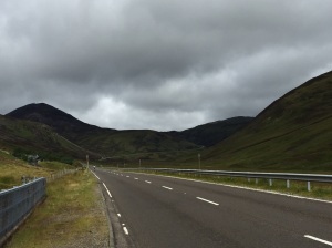 View up the last few miles of the Glenshee climb