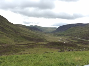 View back down from Glenshee climb: we have just ridden up that 